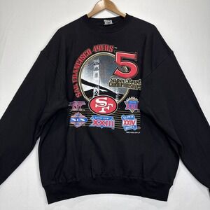 VTG 90s San‎ Francisco 49ers Competitor Sweatshirt Pullover Sz XL Black RAre